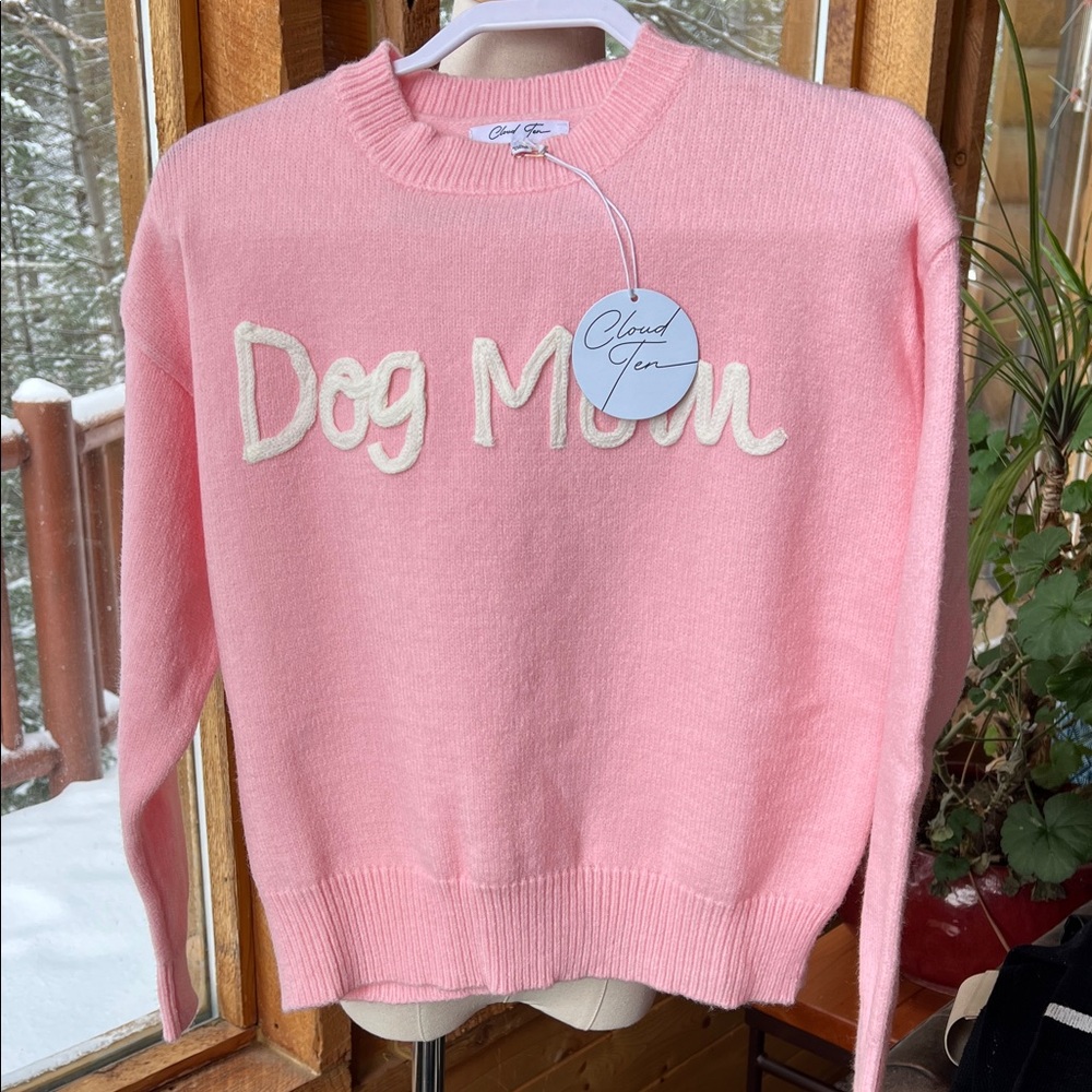 Cloud Ten Pink 'Dog Mom' Crew Neck Sweater - Picture 7 of 7